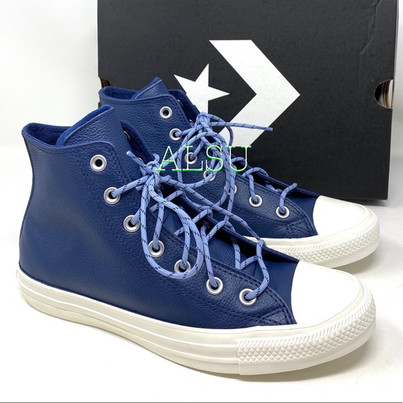 Converse Ctas High Top Leather Navy Women Sneakers - Picture 7 of 11